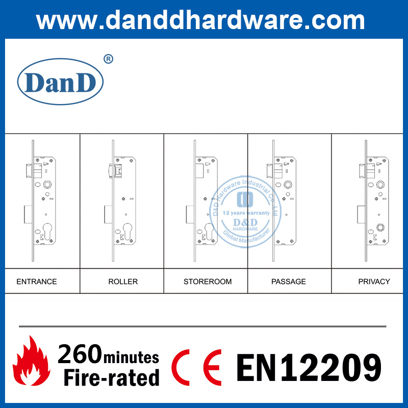 Euro Stainless Steel Narrow Stile Mortise Lock for Wooden Door-DDML021-3085