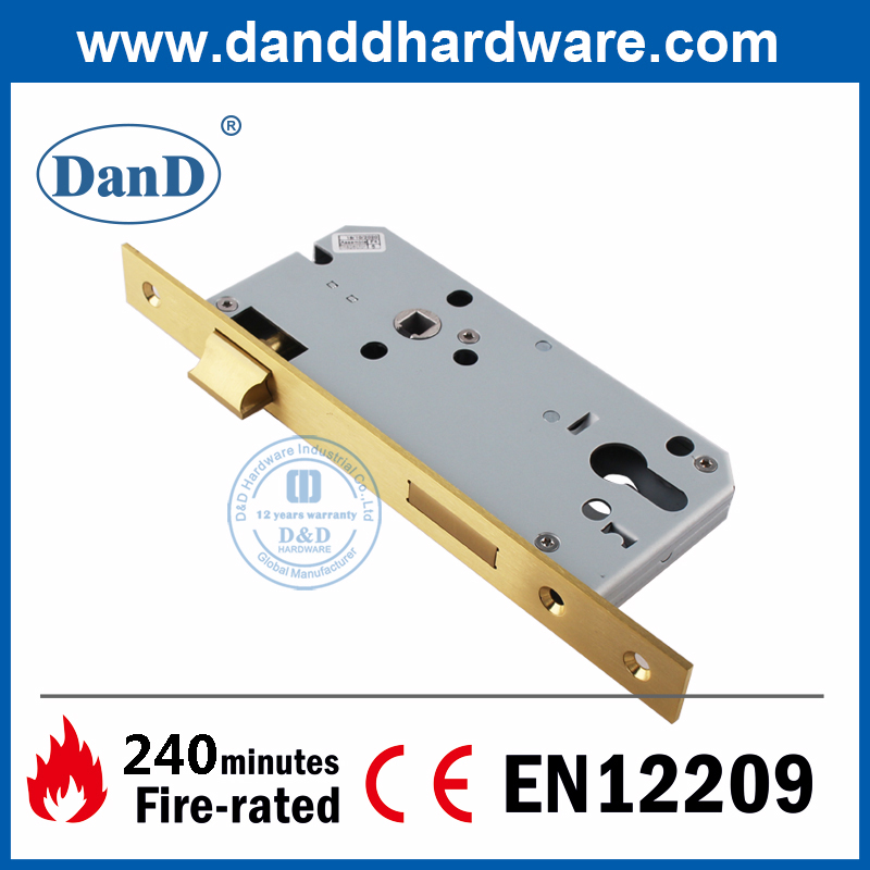 Stainless Steel 304 EN12209 Golden Fire Proof Mortice Bedroom Door Lock-DDML009