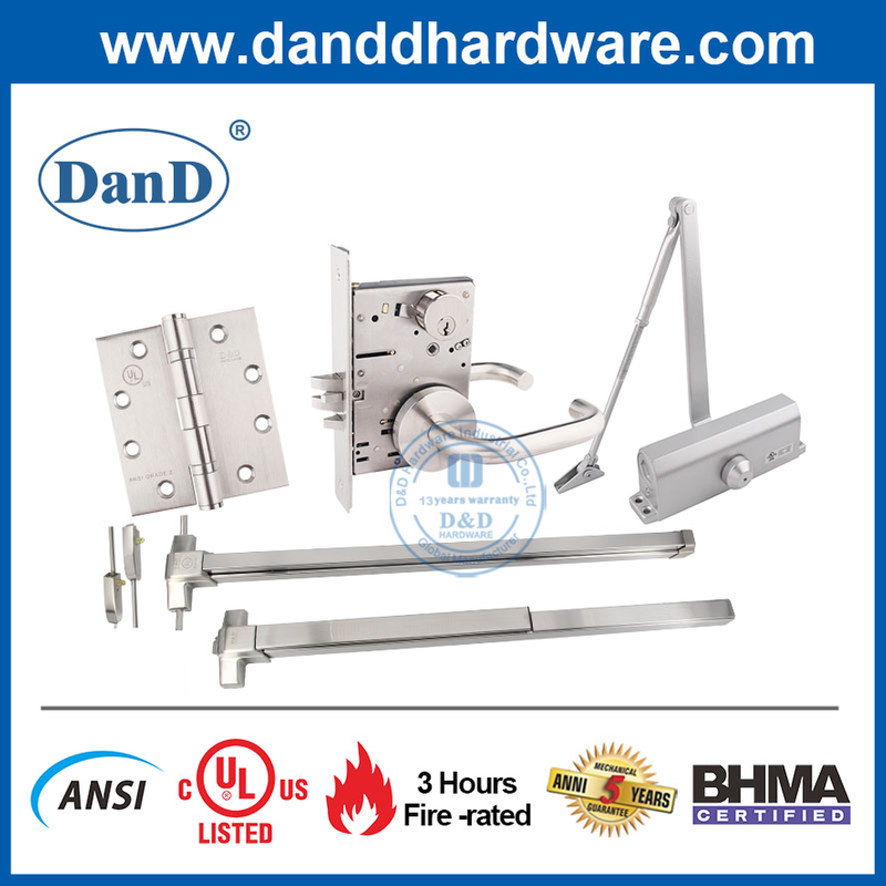 Commercial Exit Doors Silver Finish Stainless Steel Cross Panic Bars