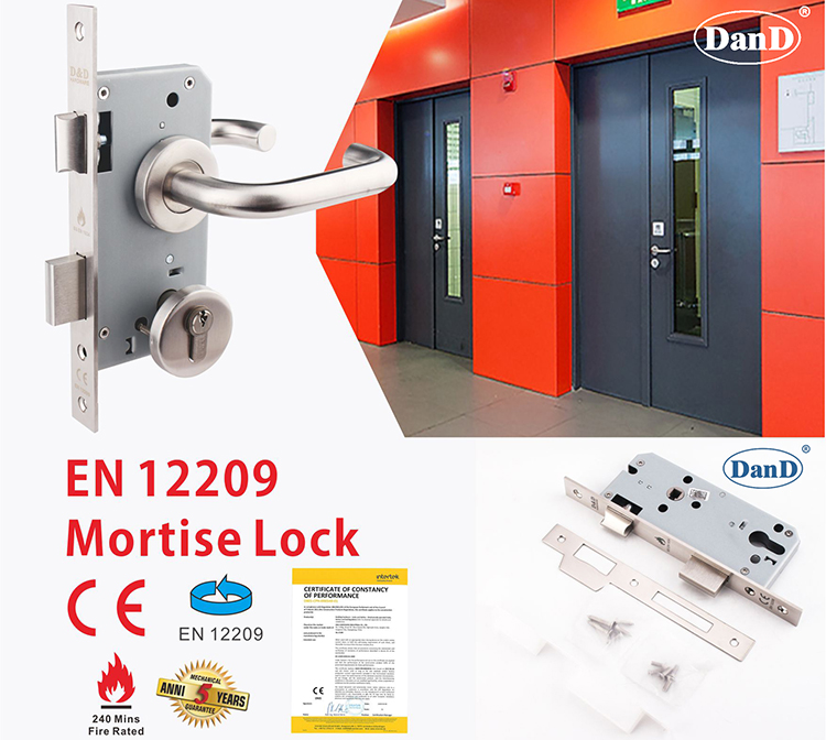 BS EN12209 Stainless Steel 304 Euro Fire Rated Mortise Door Lock