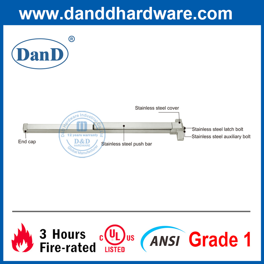 ANSI Grade 1 UL Steel Fireproof Panic Door Push Bar-DDPD003